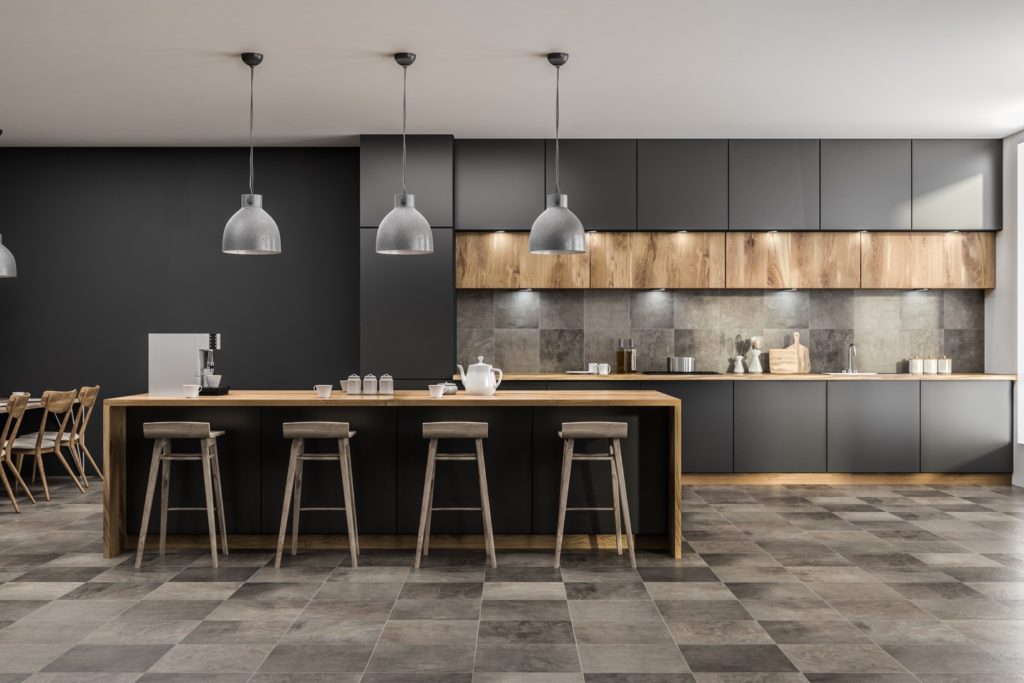 Kitchen island in a contemporary kitchen