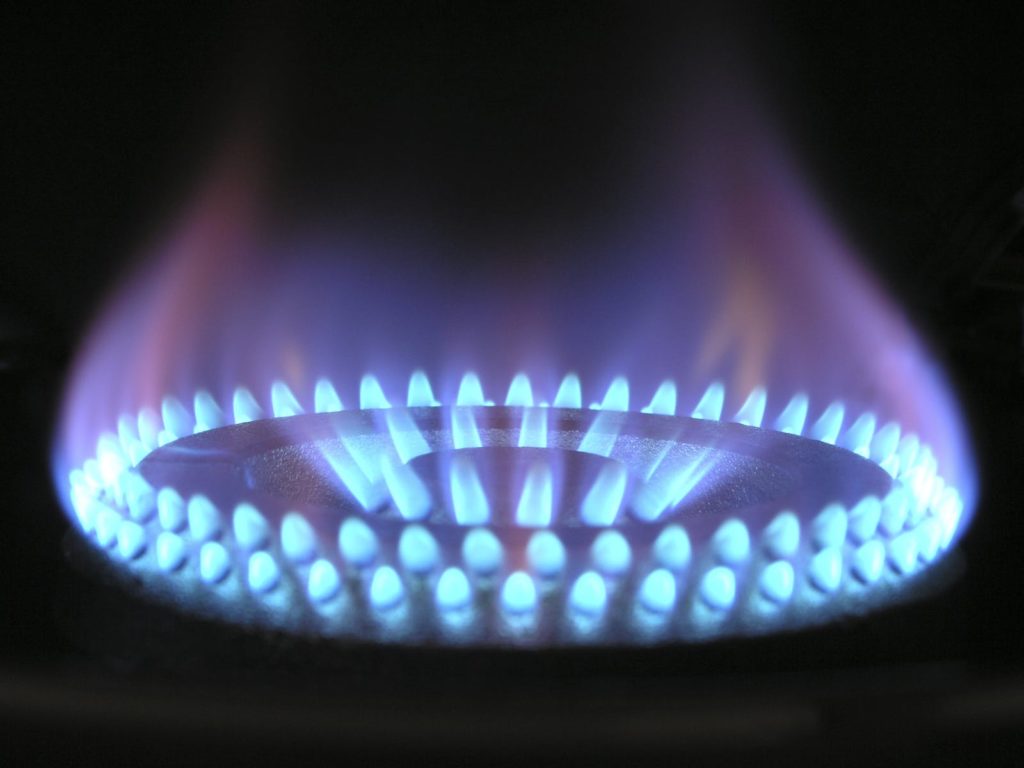 A flame from a gas cooker