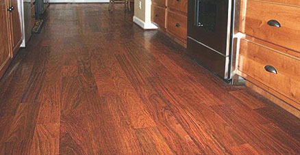 Prefinished Brazilian cherry flooring in a kitchen