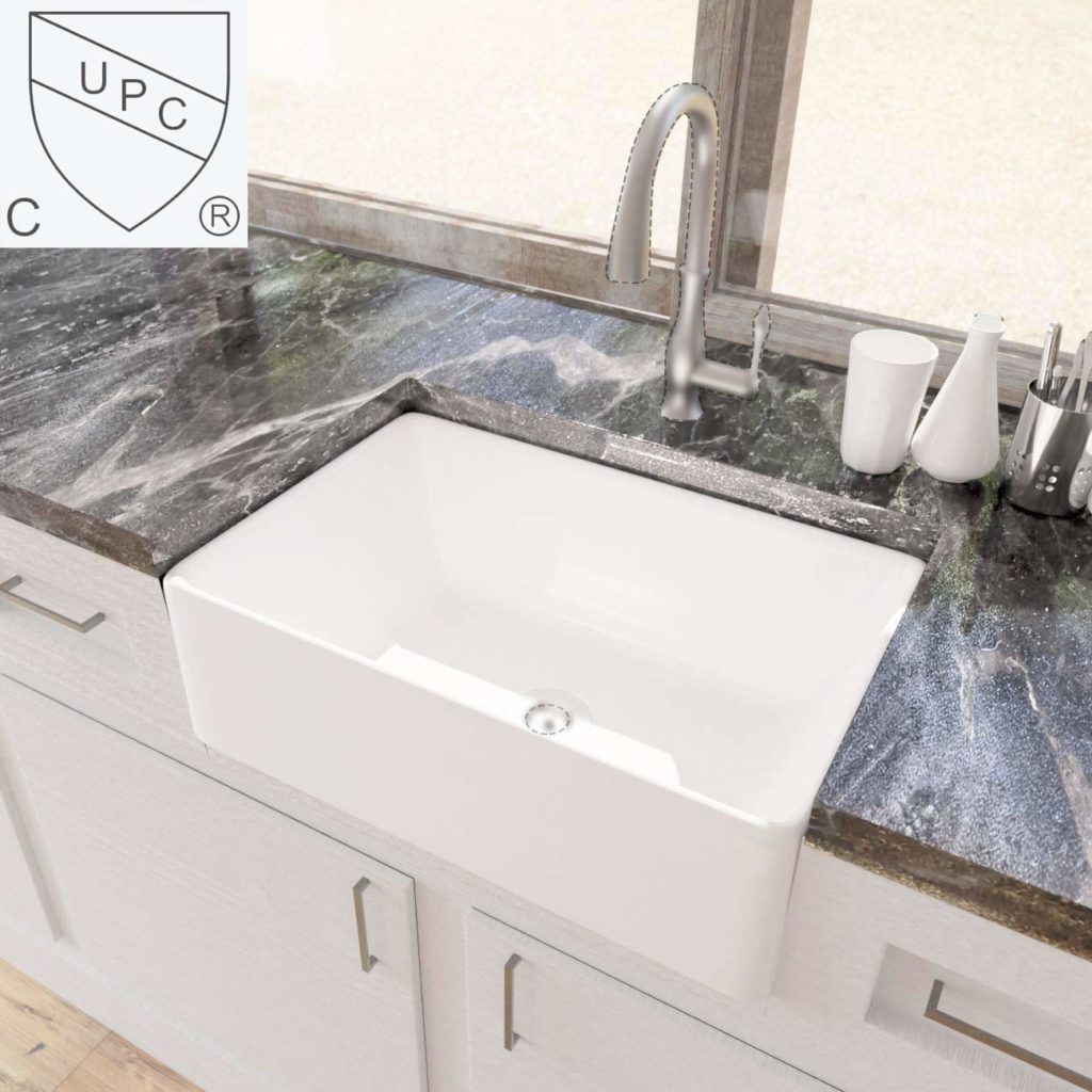 Farmhouse Kitchen Sink -30 Inch Porcelain Undermount Rectangular White