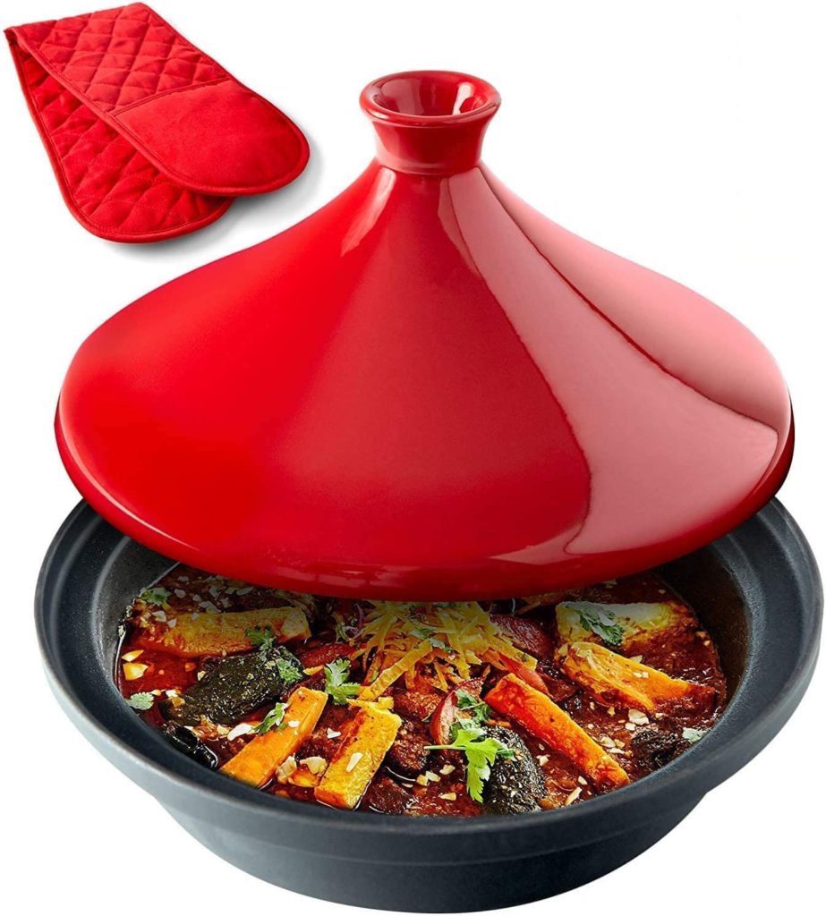 Uno Casa Tagine Pot - 3.65-Quart Moroccan Tajine with Enameled Cast Iron Base and Cone-Shaped Lid