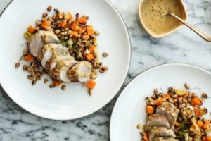 Sheet Pan Roasted Pork Tenderloin with Mustard Sauce - Umi Kitchen