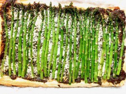 Asparagus Tart with Cilantro-Pecan Pesto