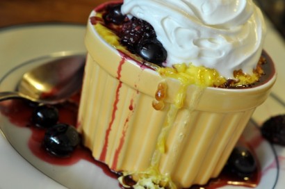 Sweet Cornbread Pudding with Berries and Whipped Cream