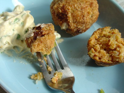 Crawfish Boulettes with Spunky Tartar Sauce