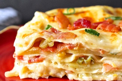 Creamed Corn and Bacon Lasagna