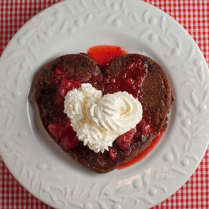 Double Chocolate Strawberry Topped Pancakes