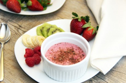 Roasted Strawberry Fruit Dip with Dark Chocolate