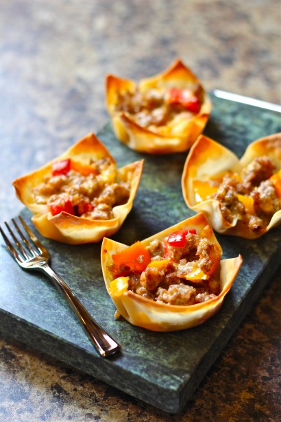 Sausage Won Ton Cups