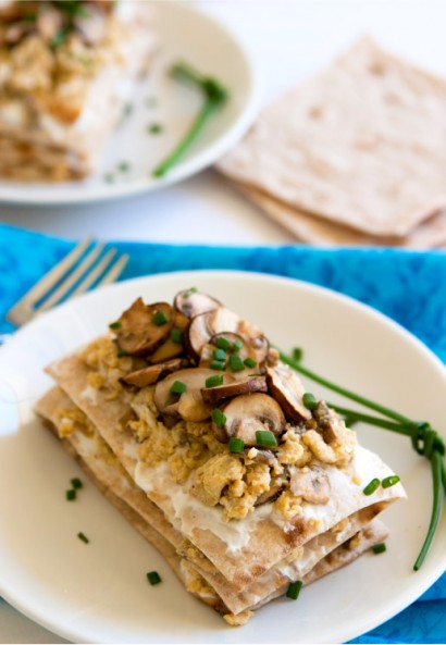 Scrambled Egg Stacks with Cheese and Mushrooms