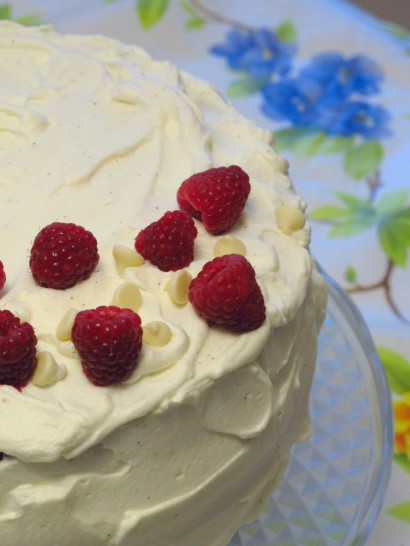 White Chocolate Raspberry Birthday Cake