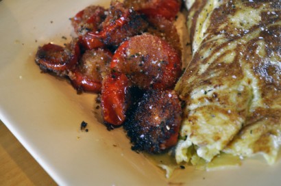 Artichoke Omelet with Fried Tomatoes