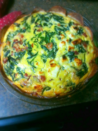 Bacon Spinach Quiche with a Potato Crust