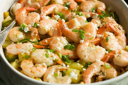 Baked Potato with Lemon Shrimp