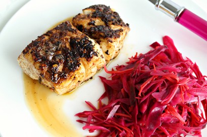 Blackened Fish with Spiced Pickled Cabbage