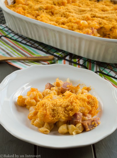 Cheesy Butternut Squash and Ham Bake