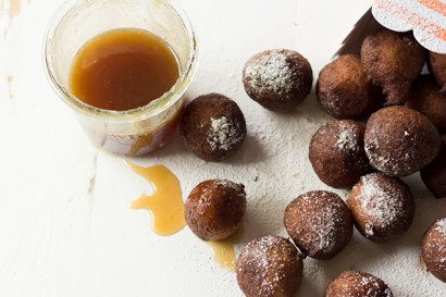 Cinnamon Fritters with Pumpkin Spice Caramel Sauce