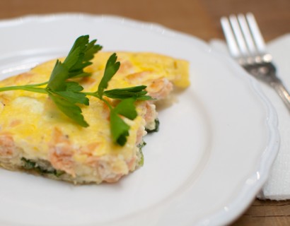 Salmon Frittata with Spinach and Goat Cheese