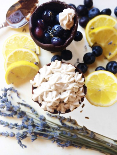 Salted Chocolate Cups with Lemon-Cardamom Cream