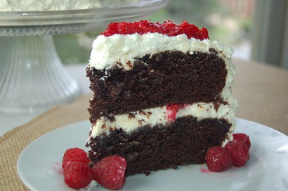 Wicked Chocolate Cake with White Chocolate Raspberry Mousse