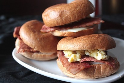 Bacon, Egg and Cheese Breakfast Bagels