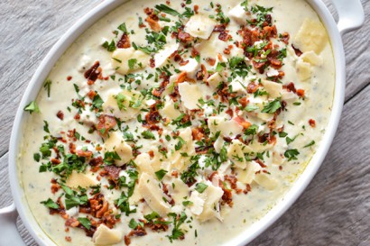 Chicken Alfredo Gnocchi Bake with Bacon