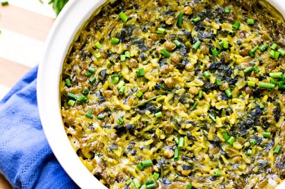 Curried Spinach Lentil Rice Bake