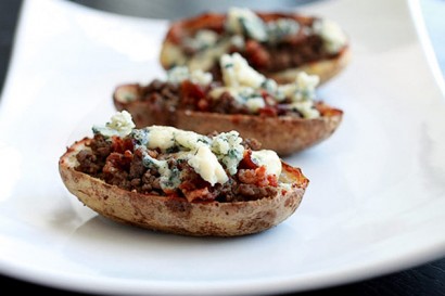 Bacon and Blue Cheeseburger Potato Skins