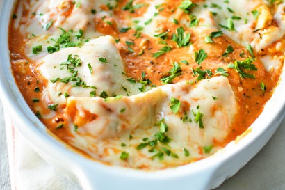 Baked Ravioli with Vodka Sauce