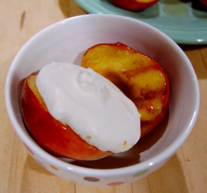 Grilled Peaches and Frozen Whipped Cream