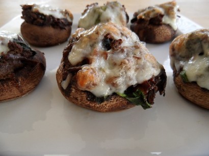 Meat & Spinach-Stuffed Portabella Mushrooms with Goat Cheese