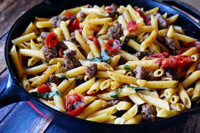 Penne with Sausage and Roasted Tomatoes