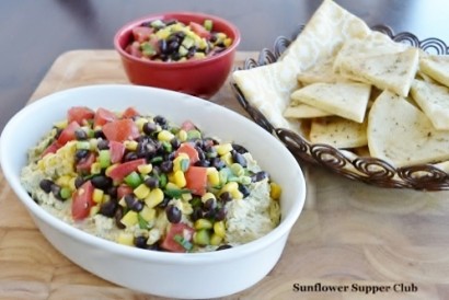 Southwestern Hummus Topped with Black Bean and Corn Salsa