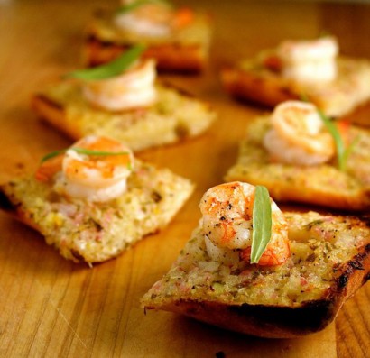 Toasted Ciabatta with Shrimp and Tarragon Butter