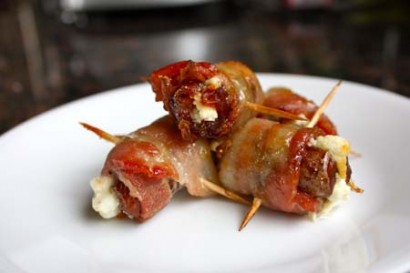 Bacon Wrapped Dates with Goat Cheese