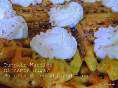 Pumpkin Waffles with Pumpkin Spice Whipped Cream