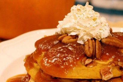 Pumpkin Pie Pancakes with Pumpkin Maple Syrup